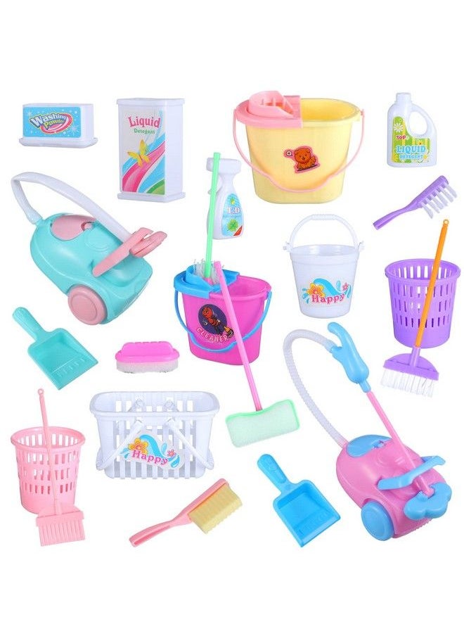Skylety - 22 Pieces Miniature Bucket Doll Housework Cleaning Supplies Mini Dollhouse Accessories Mop Dustpan, Brush, Broom, Bucket Dollhouse Furniture Decoration Accessories For Dolls Pretend Play, Random Color - Image 1