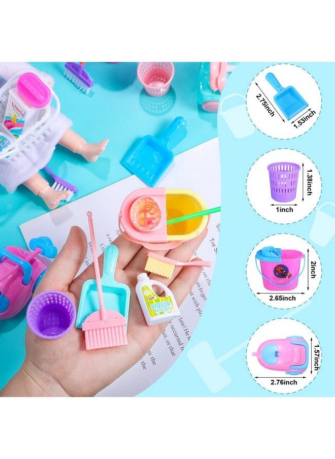 Skylety - 22 Pieces Miniature Bucket Doll Housework Cleaning Supplies Mini Dollhouse Accessories Mop Dustpan, Brush, Broom, Bucket Dollhouse Furniture Decoration Accessories For Dolls Pretend Play, Random Color - Image 1