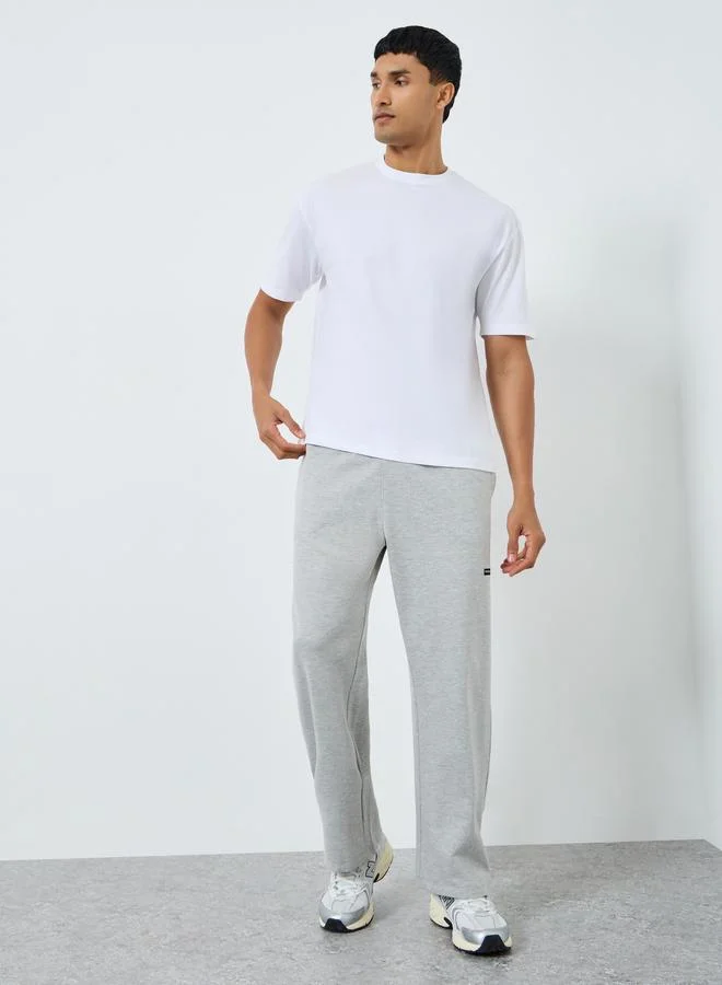 Styli Men Grey Wide Leg Fleece Joggers