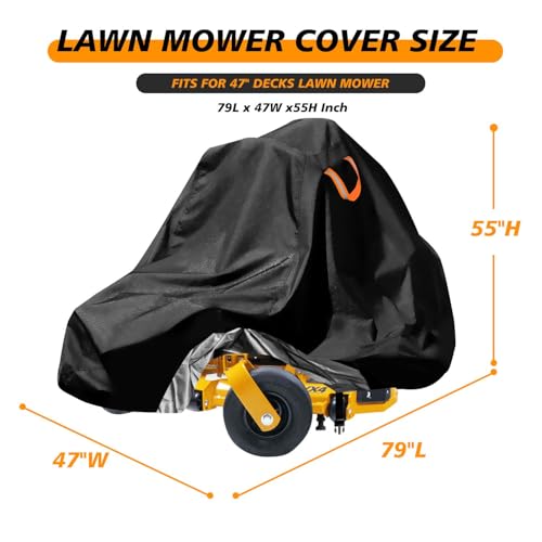 Aibiley ZeroTurn Lawn Mower CoversWaterproof Outdoor Riding Mower CoverFits up to 60 Decks Rider Lawnmower Tractor Storage CoverDurable AntiUV 210D PolyesterReflective Strips 79Lx47Wx55H - Image 3