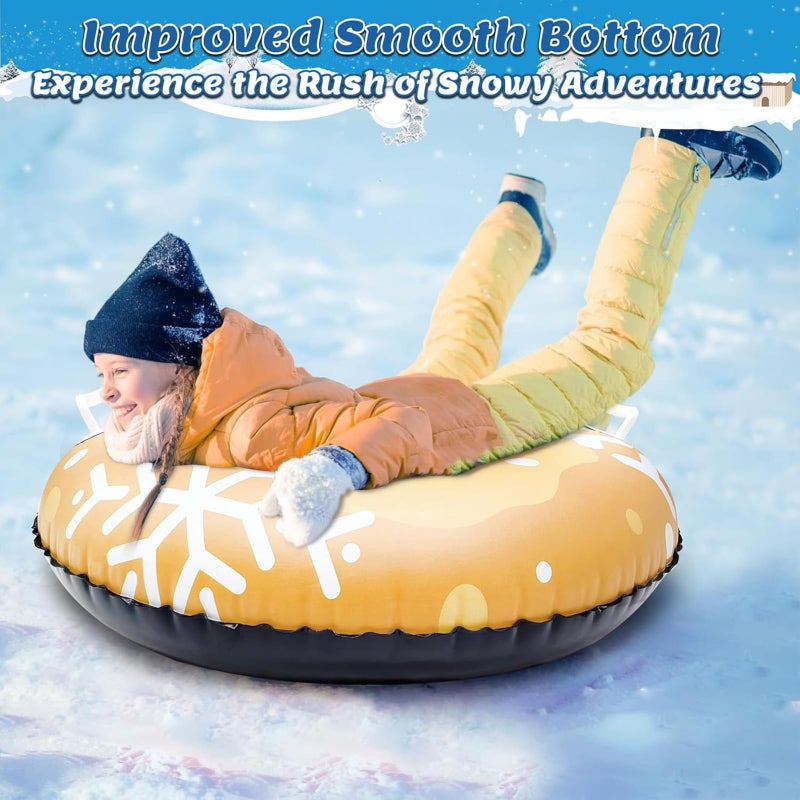 Verceco 1/3 Packs Snow Tube Inflatable Sleds for Kids Snow Tubes for Sledding Heavy Duty 36'' Snow Sleds for Kids and Adult with Handles Outdoor Snow Toys Set for Boys Girl 3PCs-Mix - Image 4