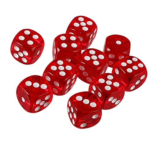 Yiotfandoll 10PCS Polyhedral Dice D6 Acrylic Dice 16mm Transparent Red for RPG MTG DND Table Games - Image 1