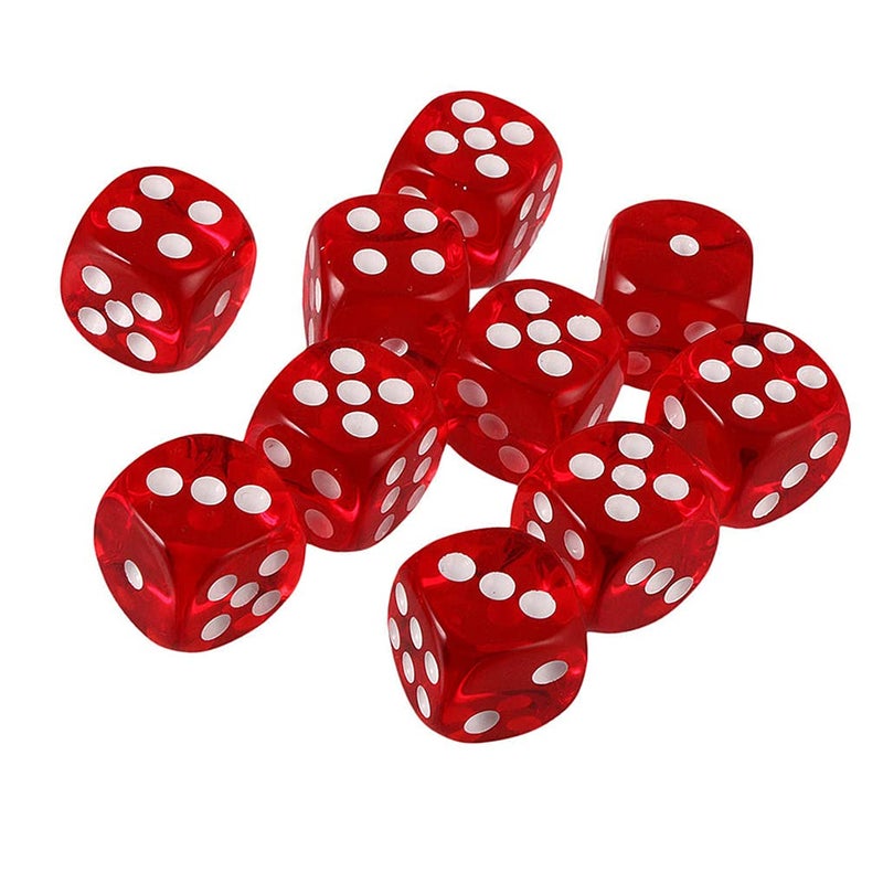 Yiotfandoll 10PCS Polyhedral Dice D6 Acrylic Dice 16mm Transparent Red for RPG MTG DND Table Games - Image 3