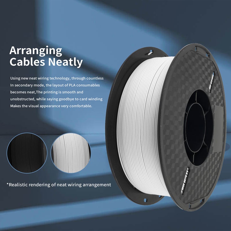 KINGROON 3D Printer HS-PLA Filament 1KG 1.75mm High Fluidity 3D Printing Material Degradable Eco- friendly Spool Dimensional Accuracy +/-0.02mm Standard 1 Roll - White - Image 3