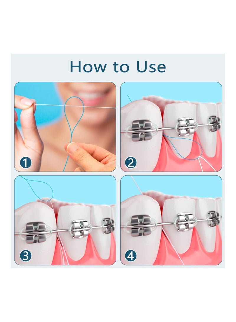 KASTWAVE Floss Threaders, Deep Clean Floss for Braces, Bridges, and Implants 210 Pcs (6 Pack), Blue - Image 3