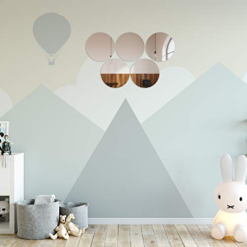 Aneco 6 Pack Acrylic Mirrors - Non Glass, Self Adhesive Round Mirror Wall Stickers for Home Decor, 4 Inches (Thickness 2 mm) - Image 5