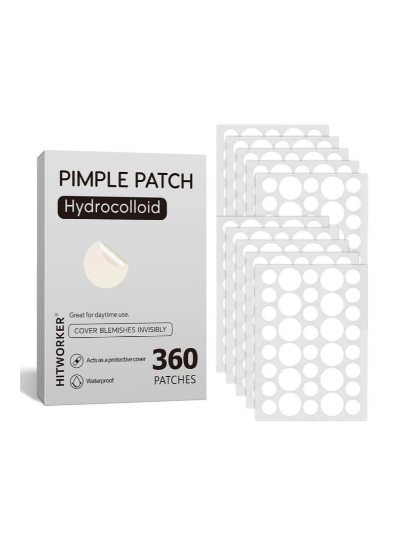360-Pack Hydrocolloid Pimple Patches, 10mm & 12mm Sizes, Invisible, Waterproof, Skin-Friendly, Acne Spot Treatment Covers, Blemish Concealing Stickers, For Daytime Protection & Nurturing - Image 1