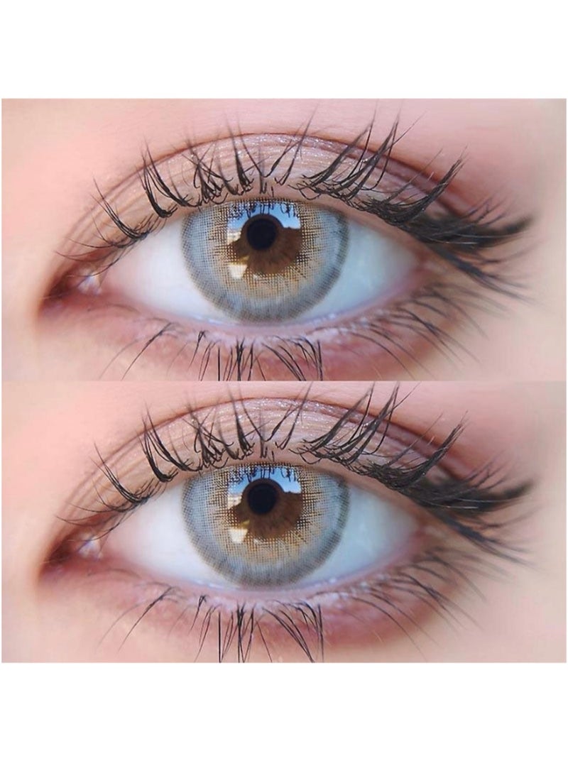 Unibling - LA Girl Grey Yearly Colored Contact Lenses, Unisex Cosmetic Contact Lenses, Enlargement Collection, Light Grey, With Case - Image 1