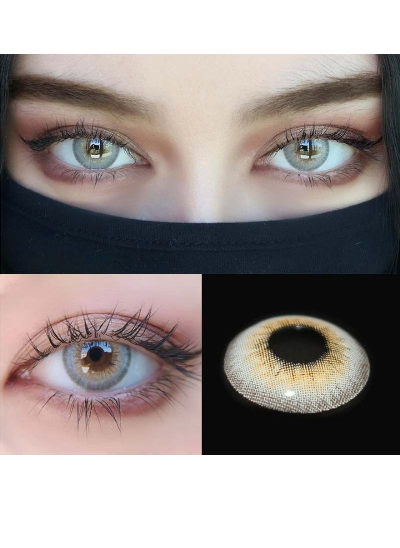 Unibling - LA Girl Grey Yearly Colored Contact Lenses, Unisex Cosmetic Contact Lenses, Enlargement Collection, Light Grey, With Case - Image 1