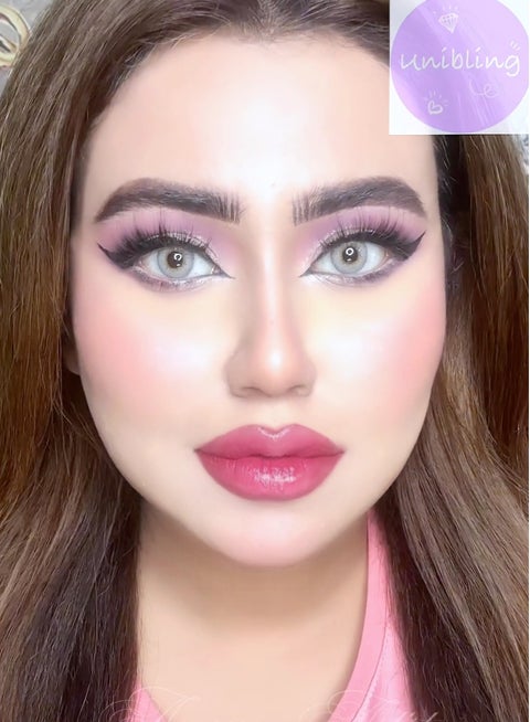 LA Girl Grey Yearly Colored Contact Lenses, Unisex Cosmetic Contact Lenses, Enlargement Collection, Light Grey, With Case