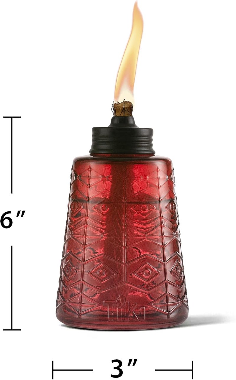 TiKi Molded Glass Decorative Tabletop Torches (Set of 3) – Red, White & Blue Outdoor Lighting for Lawn, Patio & Garden | Weather-Resistant | Includes Long-Lasting Wick & Snuffer - Image 5