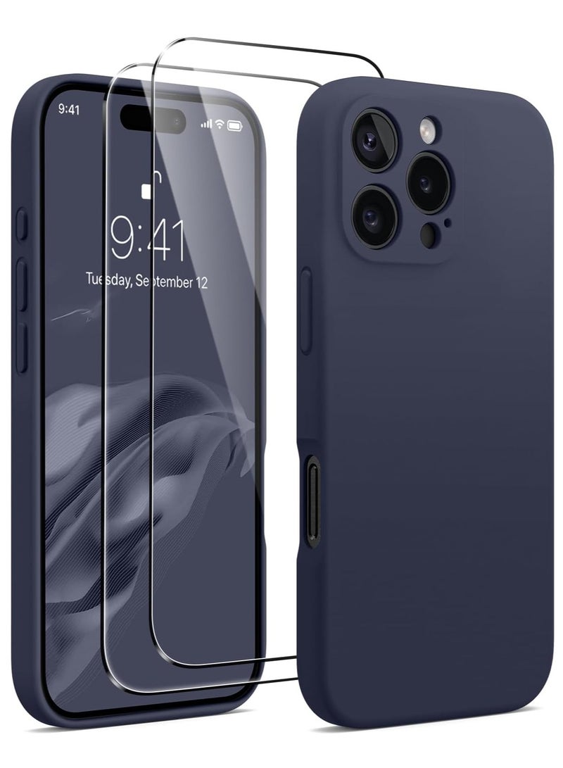 ELTRAZONE Midnight Blue Silicone Case for iPhone 16 Pro Max [Camera Protection], MagSafe Compatible, Anti-Scratch Microfiber Lining, Includes 2 Screen Protectors - Image 1