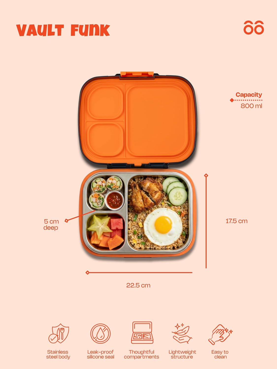 Umami Bento Box Black & Bamboo 1200Ml