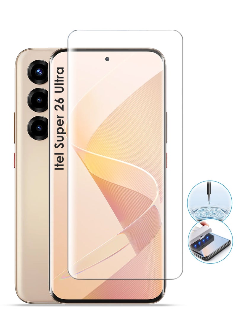 REWO Itel Super 26 Ultra Screen Protector - UV Advanced Full Screen Tempered Glass For Itel Super 26 Ultra, Full Adhesive UV Curved Case Friendly HD Clarity With Installation Kit, High Transparency, Delicate Touch, Anti-Explosion, Smooth Arc Edges - Image 1