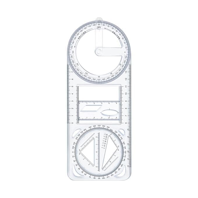 WEPTIX ® Multifunctional Geometric Ruler Multifunctional Student Math Ruler Transparent Plastic Movable Drawing Template Measuring Math Ruler Tool Multifunction Geometric Ruler for School Student- (1) - Image 1
