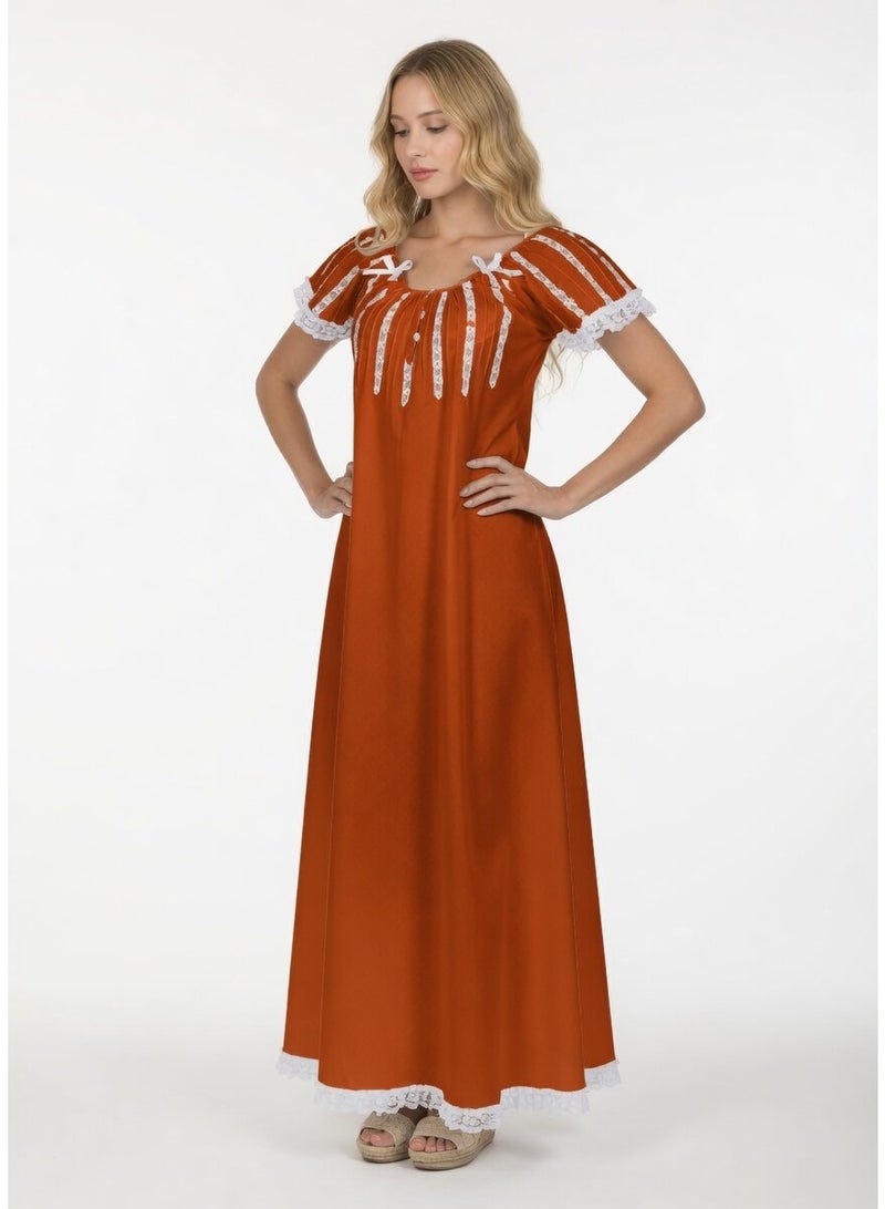 Cindy Nightgown 100% cotton gives you relaxing at home good for breast feeding or home wear the padded soft lace hand embroidery makes it sophisticated. look different with Notte Bianca