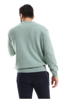 Andora Round Ribbed Neck Slip On Mint Pullover  - Image 4
