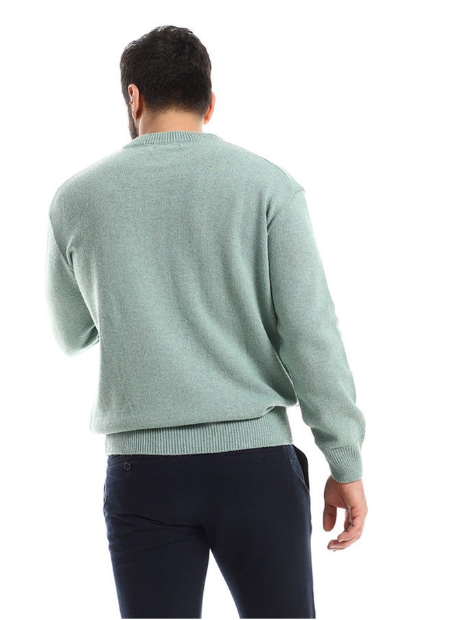 Andora Round Ribbed Neck Slip On Mint Pullover  - Image 4