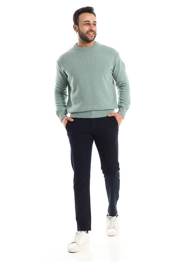 Andora Round Ribbed Neck Slip On Mint Pullover  - Image 1