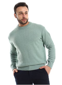 Andora Round Ribbed Neck Slip On Mint Pullover  - Image 2