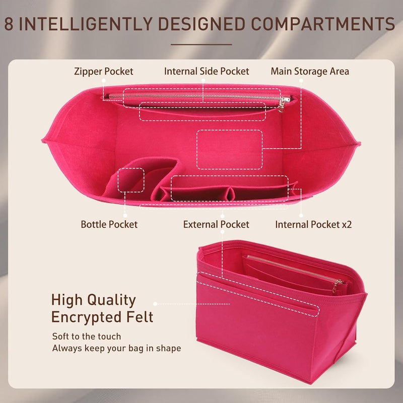 Doxo Purse Organizer Insert Compatible with Longchamp Tote Bag (Large,Rosy) - Image 4