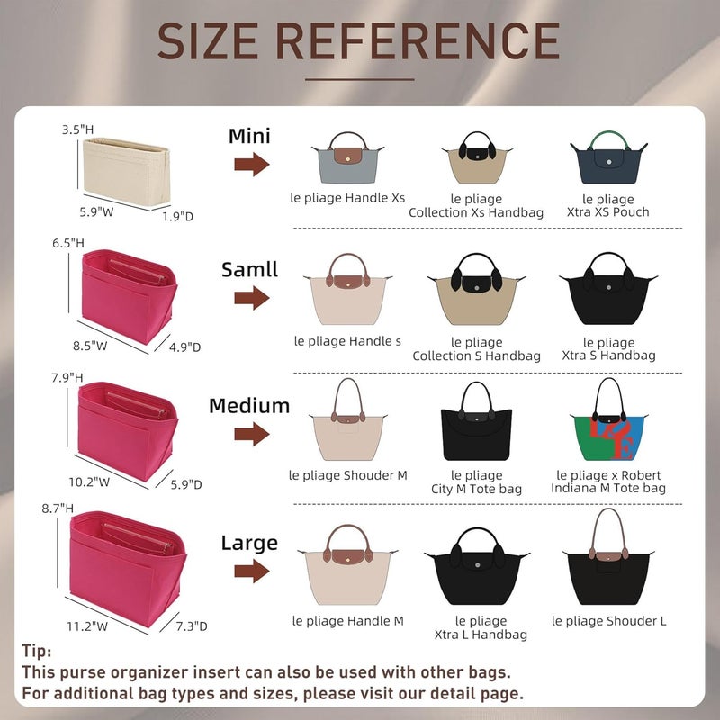 Doxo Purse Organizer Insert Compatible with Longchamp Tote Bag (Large,Rosy) - Image 2