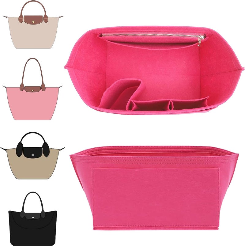Doxo Purse Organizer Insert Compatible with Longchamp Tote Bag (Large,Rosy) - Image 1
