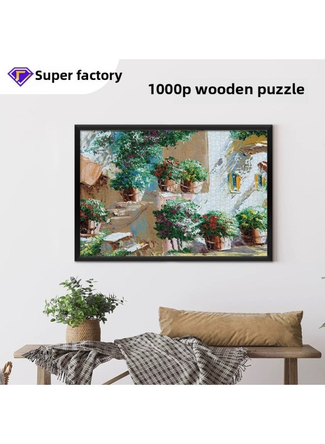 Jigsaw Puzzle 1000 Pieces Of Wooden Adult Decompression Educational Toys Wooden Decompression Jigsaw Puzzle Explosions-Color:Quiet Corner 10-607 - Image 2