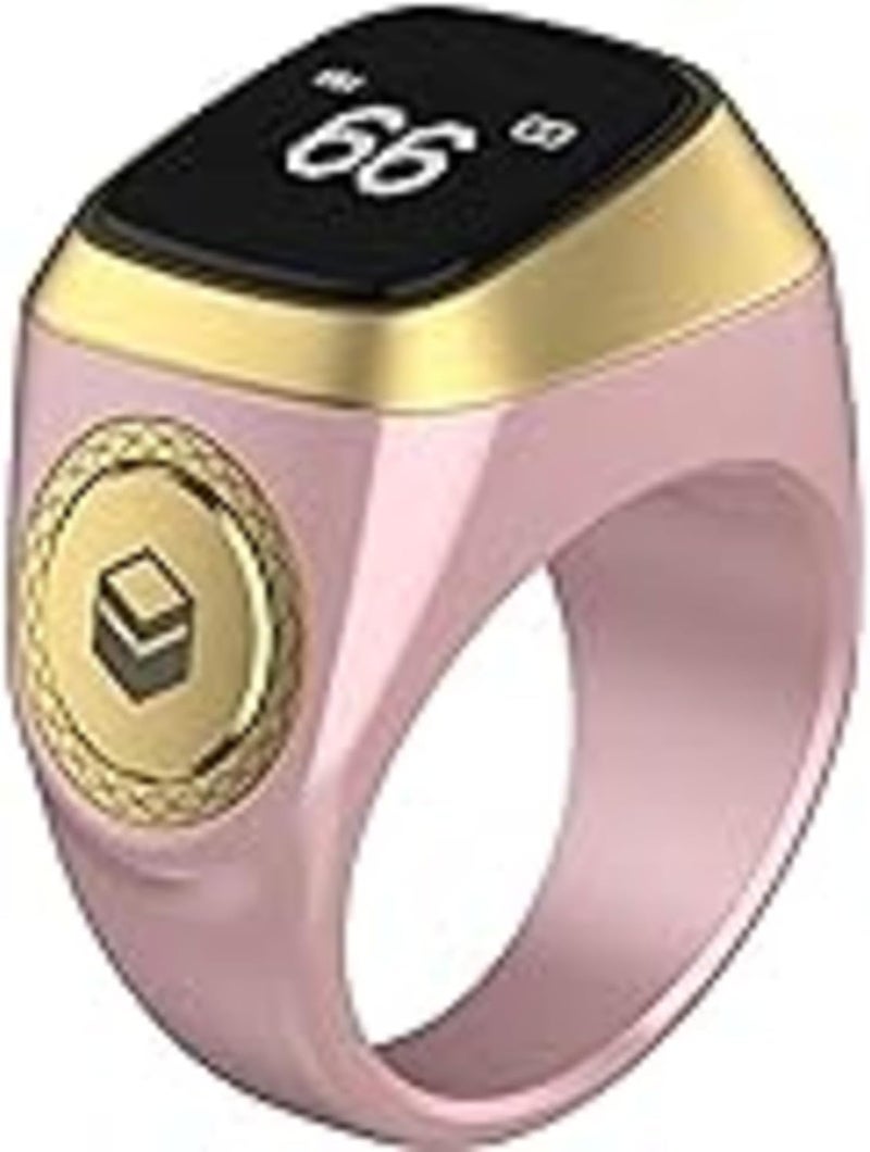 خاتم تسبيح زكري- الصلاة المسلمة- تذكير توقيت الصلاة شاشة OLED خاتم تسبيح العداد الذكي التكنولوجيا القابلة للارتداء مقاوم للماء (الوردي ، 20mm) ، E0120BG - Image 1