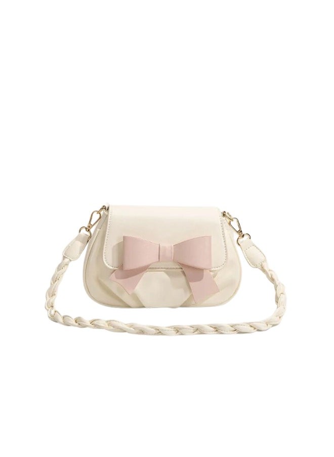 Glitters - Sweet & Stylish: White Crossbody Bag with Pink Bow for Kids - Image 1