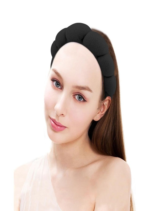 AOPRIE SPA Headbands for Washing Face Makeup Headbands with Bow Hair Band Women Facial Head Band Wrist Towel Wraps For Shower Face Mask Black Pink White, 3 Pack - Image 5