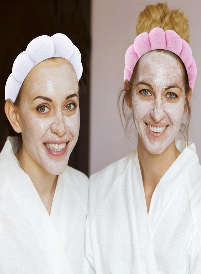 AOPRIE SPA Headbands for Washing Face Makeup Headbands with Bow Hair Band Women Facial Head Band Wrist Towel Wraps For Shower Face Mask Black Pink White, 3 Pack - Image 3