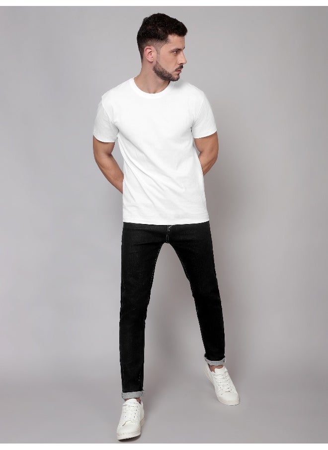Beyoung White Plain T-shirt For Men  - Image 5