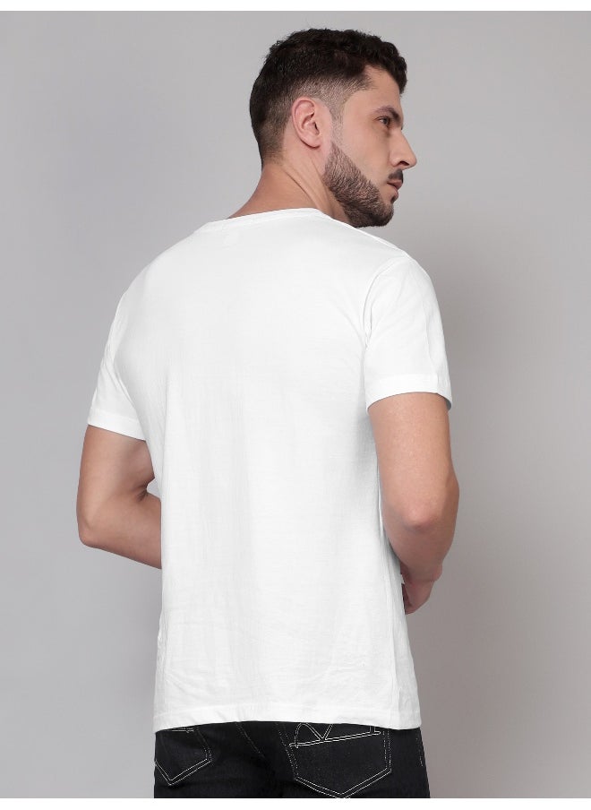 Beyoung White Plain T-shirt For Men  - Image 4