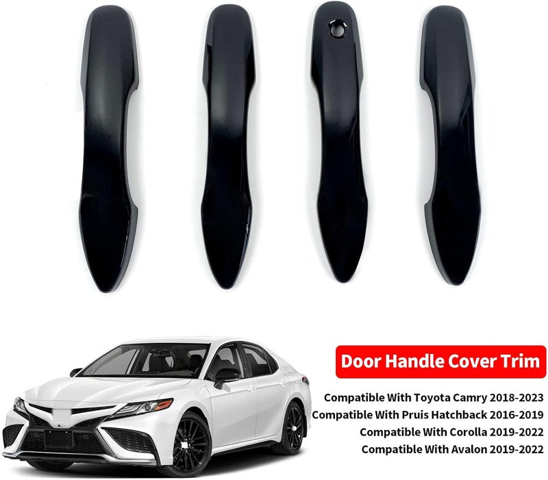 BENXUTO Door Handle Cover Trim Compatible with Toyota Camry 2018-2025 /Corolla 2019-2025 /Avalon 2019-2022 /Pruis Hatchback 2016-2024 Car Accessories Exterior Door Handles without Smart Key Holes Glossy Black - Image 2