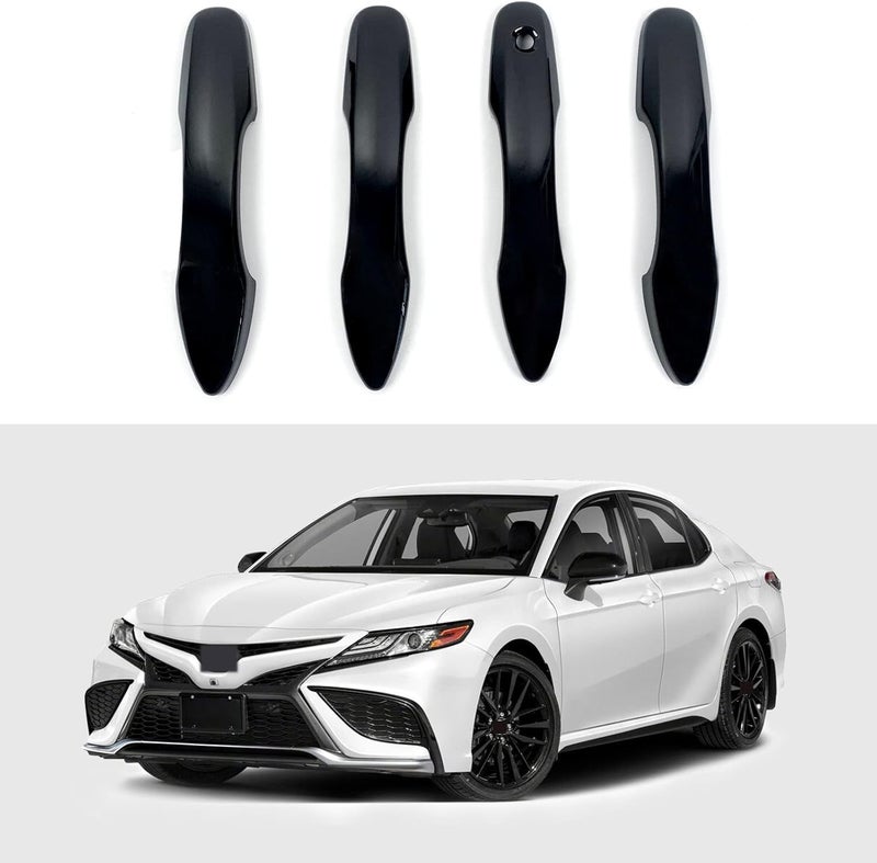 BENXUTO Door Handle Cover Trim Compatible with Toyota Camry 2018-2025 /Corolla 2019-2025 /Avalon 2019-2022 /Pruis Hatchback 2016-2024 Car Accessories Exterior Door Handles without Smart Key Holes Glossy Black - Image 1
