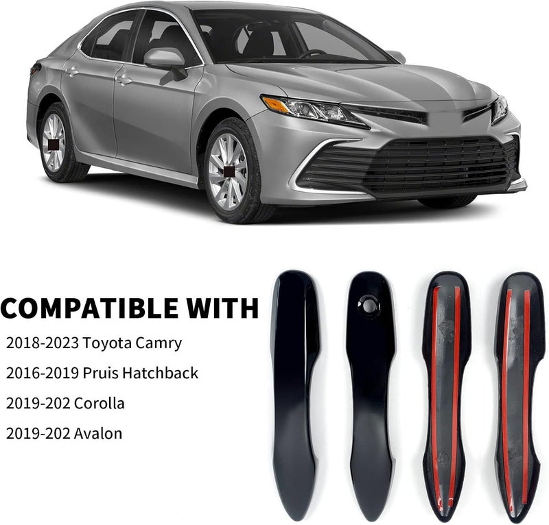 BENXUTO Door Handle Cover Trim Compatible with Toyota Camry 2018-2025 /Corolla 2019-2025 /Avalon 2019-2022 /Pruis Hatchback 2016-2024 Car Accessories Exterior Door Handles without Smart Key Holes Glossy Black - Image 3