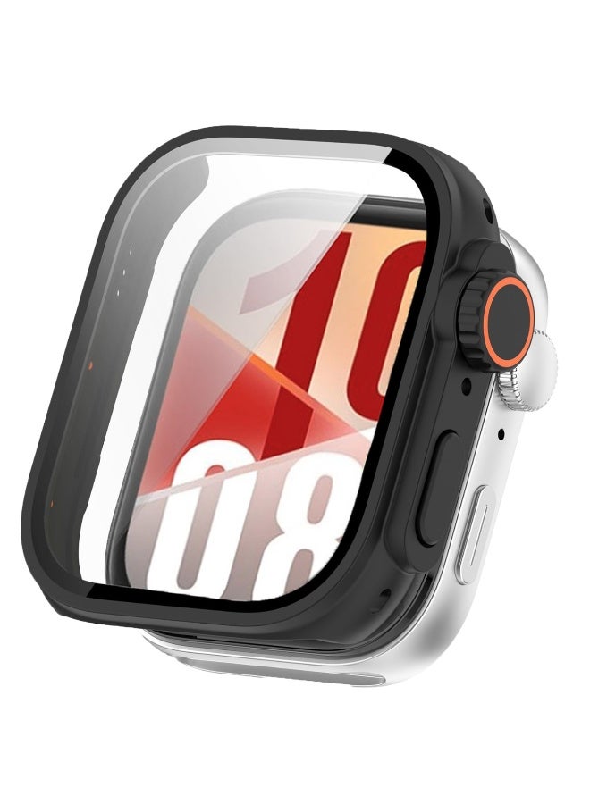 Full Coverage Case with Screen Protector Compatible with Huawei Watch Fit 4 Pro PC and Real Glass Protective Case Cover Smart Watch Accessories (Black)  - Image 1
