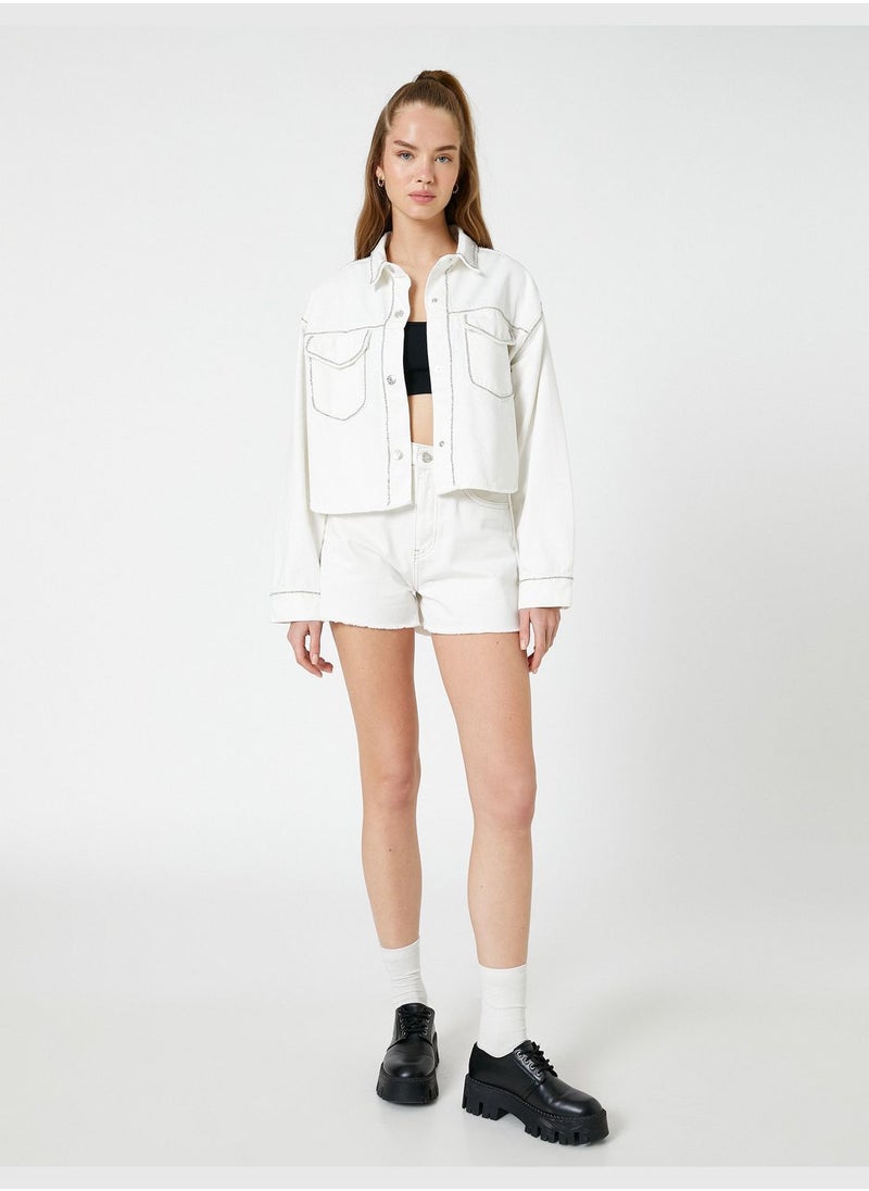 KOTON - Jeweled Crop Denim Jacket - Image 1