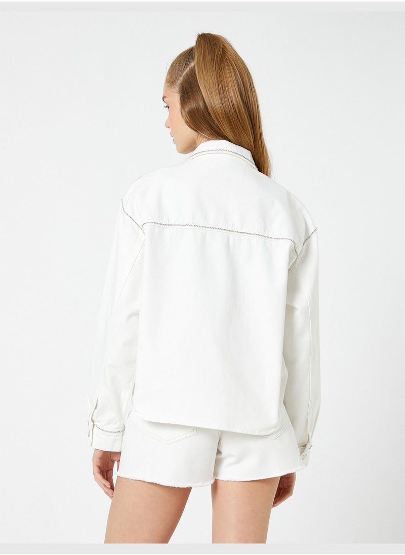 KOTON - Jeweled Crop Denim Jacket - Image 1
