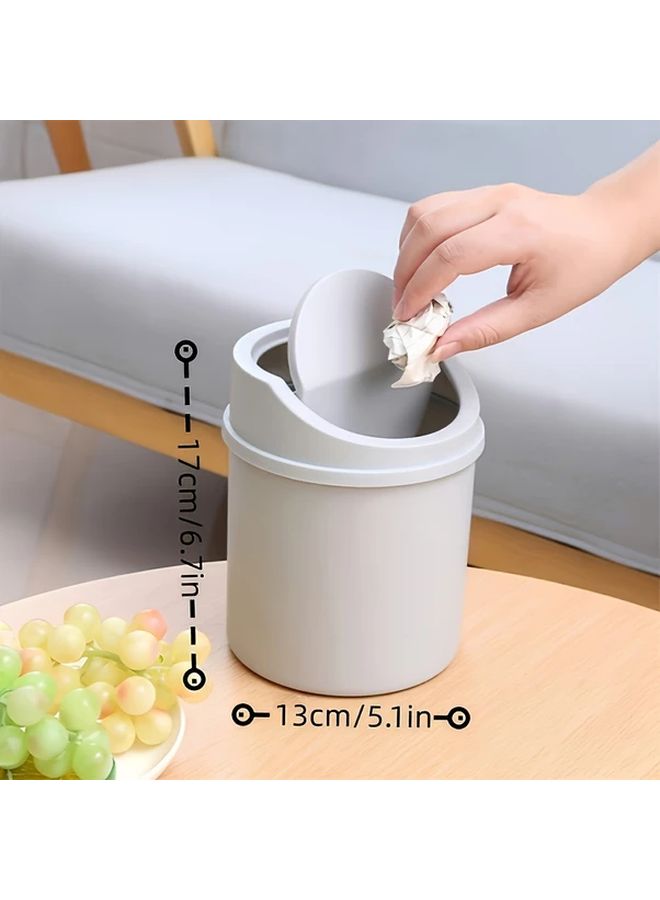 Compact Desk Trash Can With Lid Space Saving Grey Minimalist Office Home - Image 2
