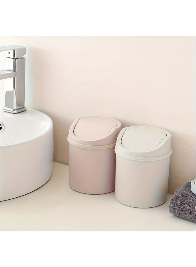 Compact Desk Trash Can With Lid Space Saving Grey Minimalist Office Home - Image 3