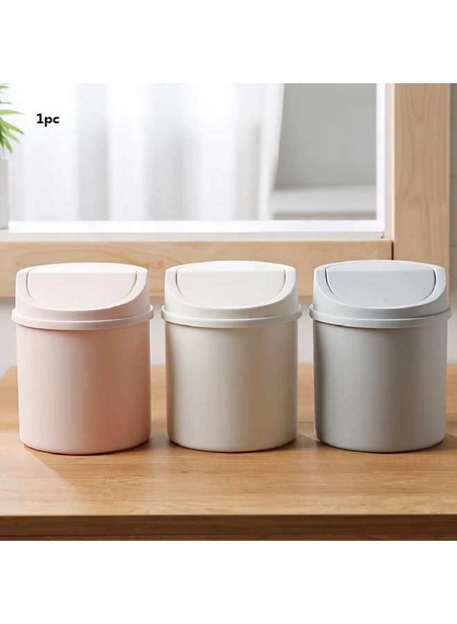 Compact Desk Trash Can With Lid Space Saving Grey Minimalist Office Home - Image 1