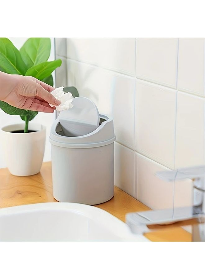 Compact Desk Trash Can With Lid Space Saving Grey Minimalist Office Home - Image 5