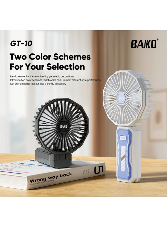 BAIKO GT10 Portable Foldable Mini Handheld Fan with Type-C Charging, 2400mAh Dual Battery, Adjustable Wind Speed, 115° Foldable Cooling Fan for Travel, Office, Camping & Home - Image 3