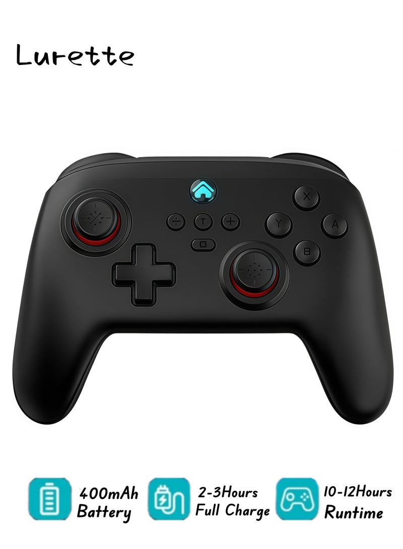 Wireless Switch Controllers, 6-Axis Gyro, Turbo Function, Compatible with Switch/PC (Wireless)/iOS/Android, All Functions Included with a Stylish Design, Comes with Wireless Receiver - Black - Image 1