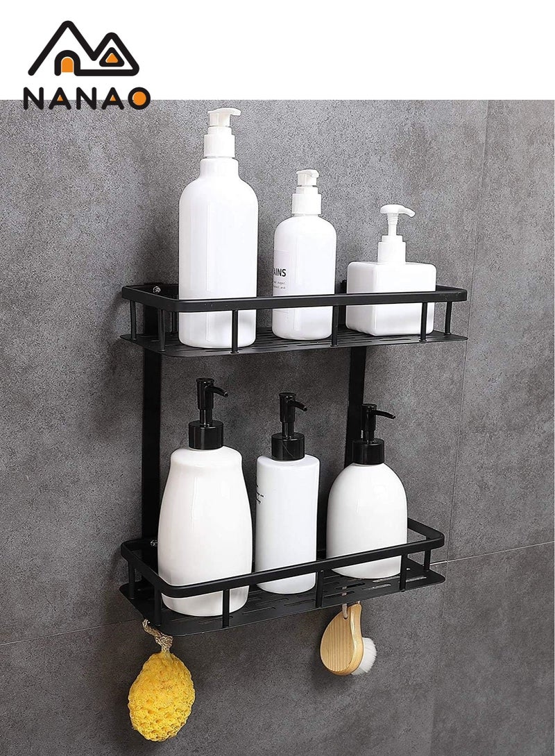 NANAO 2-Tiers Shower Adhesive Bathroom Organizer, No Drilling, Large Capacity, Rustproof Stainless Steel Bathroom Shower Organizer, Shower Shelf for Inside Shower (black) - Image 4