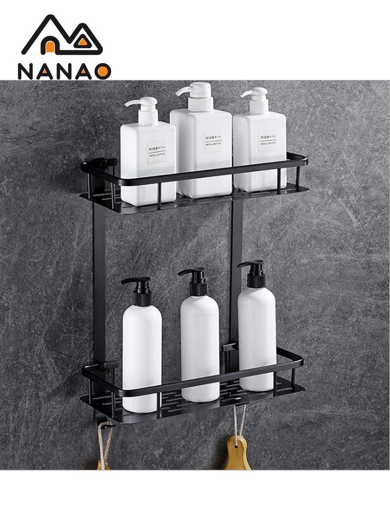 NANAO 2-Tiers Shower Adhesive Bathroom Organizer, No Drilling, Large Capacity, Rustproof Stainless Steel Bathroom Shower Organizer, Shower Shelf for Inside Shower (black) - Image 2
