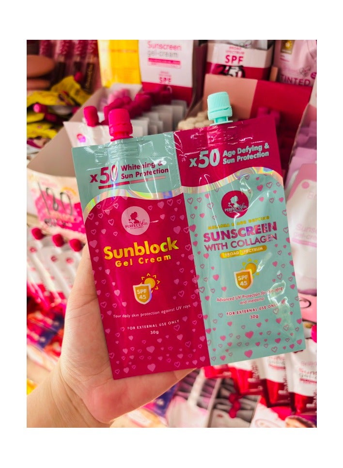 Perfect Skin كريم جل واقي من الشمس للبشرة المثالية وكريم واقي من الشمس بتغطية تينت بي بي - عبوة مزدوجة - Image 2