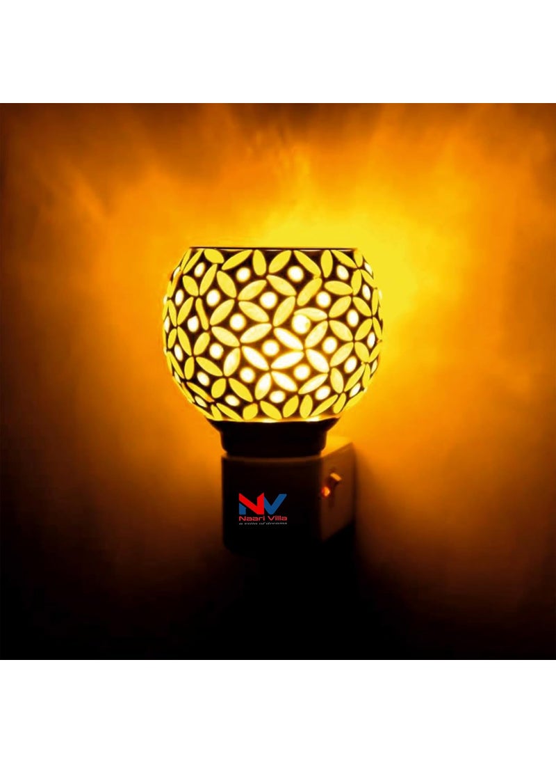 NAARI VILLA NAARI VILLA Electric Camphor Kapoor Dani Aroma Burner and Night Lamp for Home Office Restaurant Banquet Hall with On Off Switch for Fragrance Attractive Ambience Direct Plug in Wall SocketM6YELLOW  - Image 1